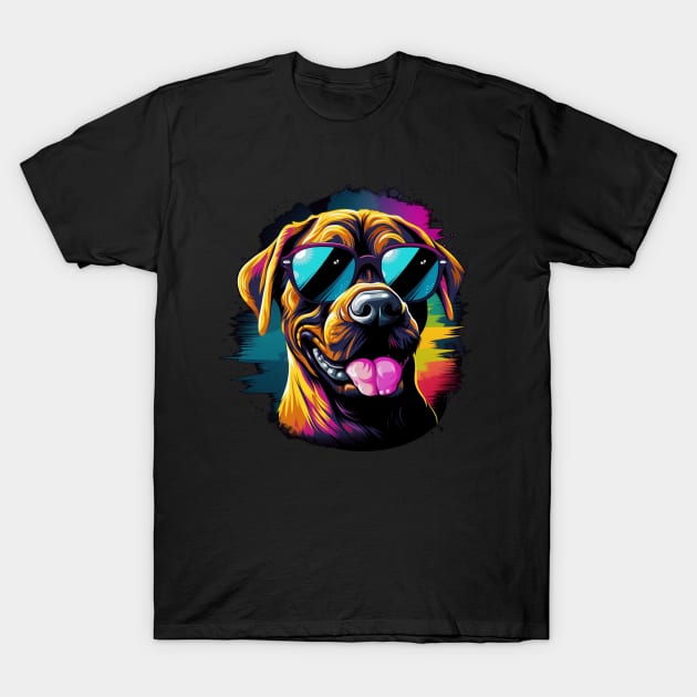 Retro Wave Boxer Dog Shirt T-Shirt by Miami Neon Designs
